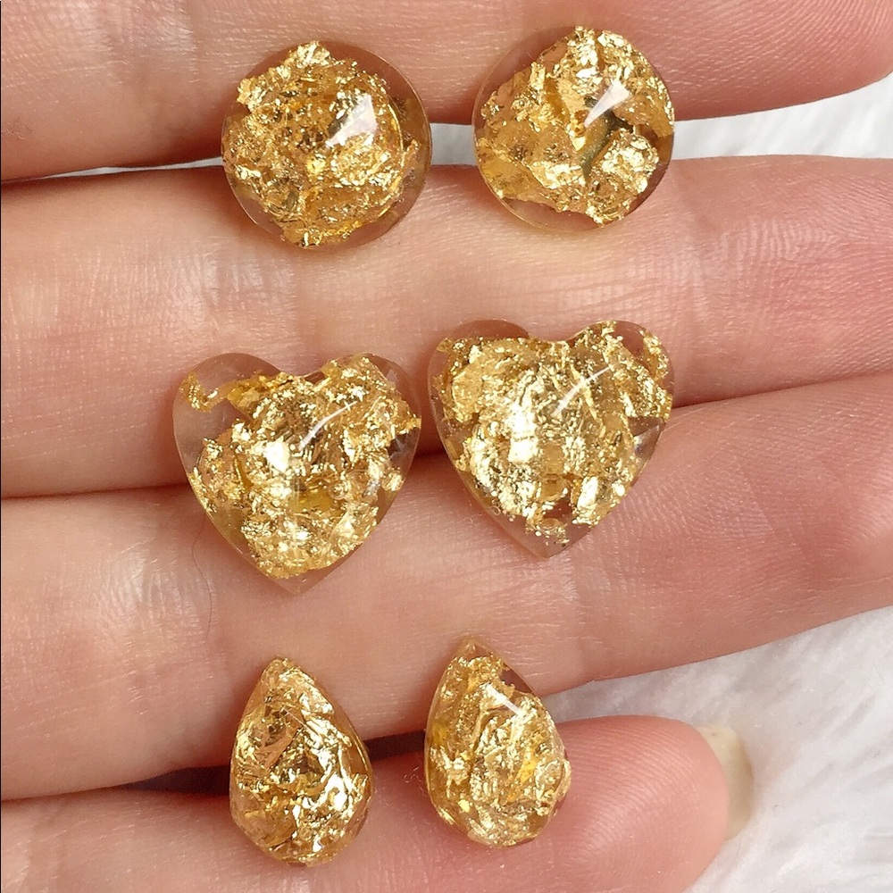 Gold Flake Stud Earrings